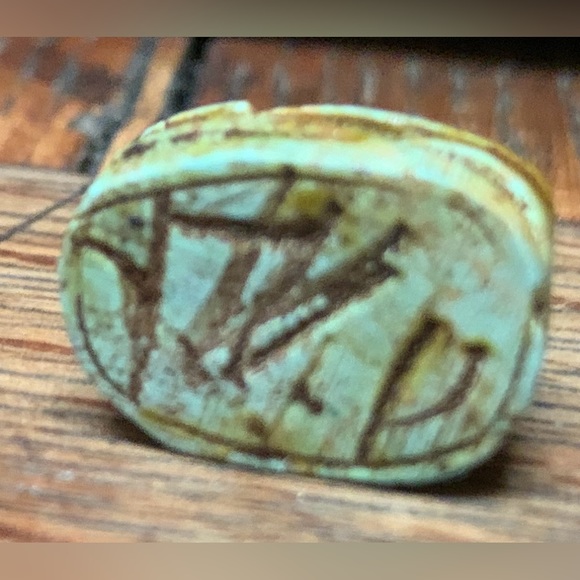 Vintage Hand Carved Egyptian Scarab Beetle Jewelry Bead - Picture 11 of 15